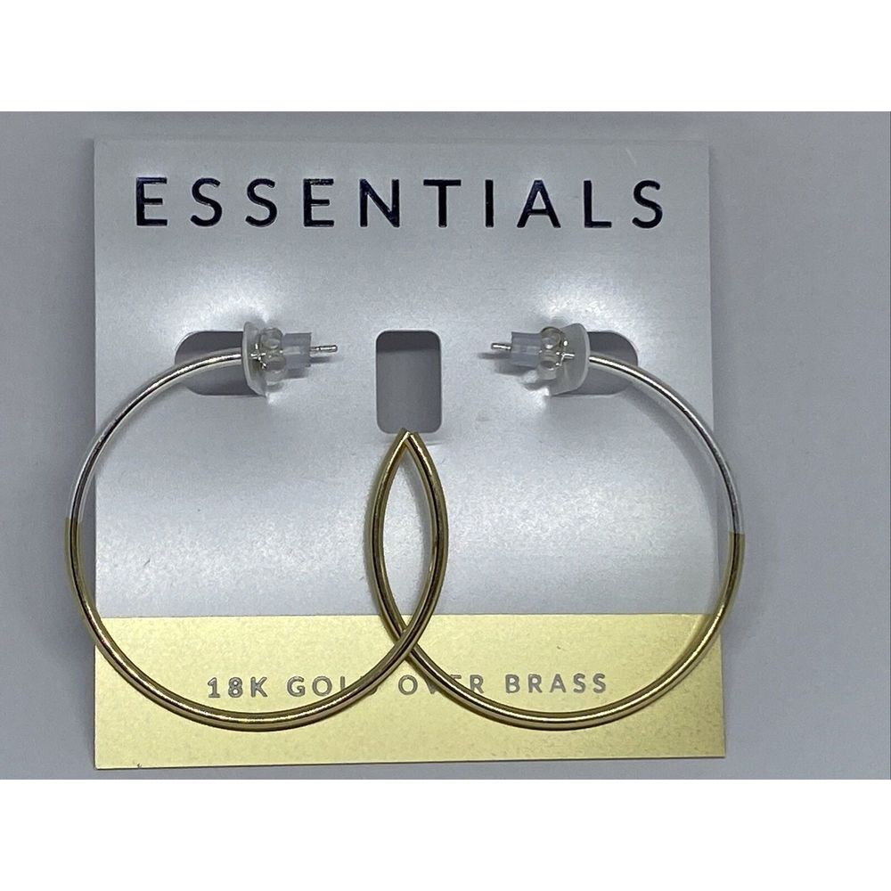 Essentials Two-Tone Medium Hoop Earrings in Silver- & Gold-Plate MSRP $50 CP217